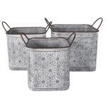 Blumentopf 3er Set 20x20x24 cm Grau Braun Metall Blumentopf