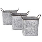 Blumentopf 3er Set 20x20x24 cm Grau Braun Metall Blumentopf