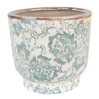 Blumentopf Ø 17x15 cm Grün Beige Keramik Blumen Innenblumentopf
