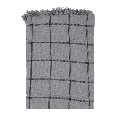 Plaid 125x150 cm Grau Baumwolle Streifen Decke