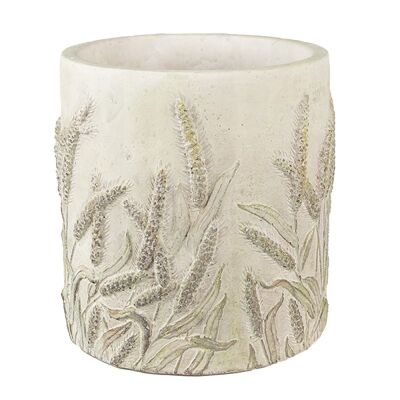 Blumentopf Ø 17x17cm beige und grün Stein Getreidehalme Innenblumentopf
