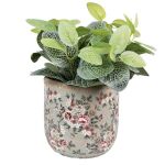 Blumentopf Ø 17x16 cm Grau Keramik Blumen
