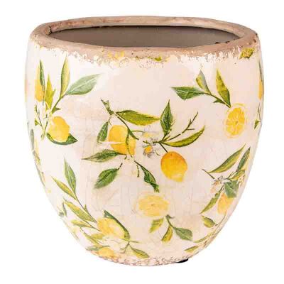 Blumentopf Ø 14x14 cm Gelb Keramik Zitrone Innenblumentopf