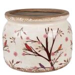 Blumentopf Ø 20x15 cm Beige Braun Keramik Zweigen Innenblumentopf