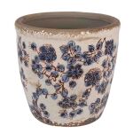 Blumentopf Ø 17x16 cm Beige Blau Keramik Blumen Innenblumentopf