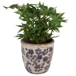 Blumentopf Ø 17x16 cm Beige Blau Keramik Blumen Innenblumentopf
