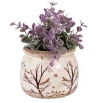 Blumentopf Ø 12x10 cm Beige Braun Keramik Zweigen Innenblumentopf