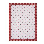 Geschirrtuch 50x70 cm Weiß Rot Baumwolle Herzen...