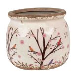 Blumentopf Ø 16x13 cm Beige Braun Keramik Zweigen Innenblumentopf