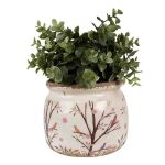 Blumentopf Ø 16x13 cm Beige Braun Keramik Zweigen Innenblumentopf