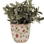 Blumentopf Ø 11x10 cm Beige Rot Keramik Erdbeeren Innenblumentopf