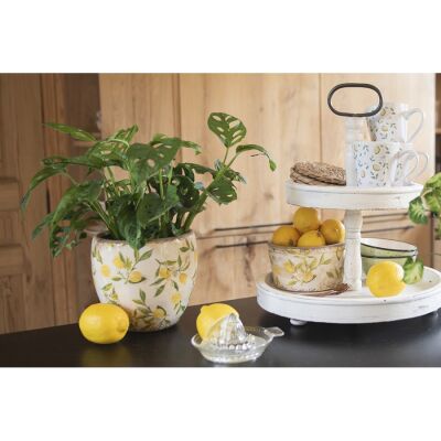 Blumentopf Ø 20x15 cm Gelb Keramik Zitrone Innenblumentopf