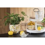 Blumentopf Ø 20x15 cm Gelb Keramik Zitrone Innenblumentopf