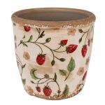 Blumentopf Ø 14x13 cm Beige Rot Keramik Erdbeeren Innenblumentopf