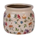 Blumentopf Ø 16x13 cm Beige Keramik Blumen