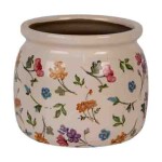 Blumentopf Ø 16x13 cm Beige Keramik Blumen