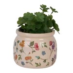 Blumentopf Ø 12x10 cm Beige Keramik Blumen