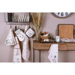 Geschirrtuch 50x70 cm Beige Schwarz Baumwolle Blumen...