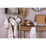 Geschirrtuch 50x70 cm Beige Schwarz Baumwolle Blumen...