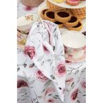 Geschirrtuch 50x70 cm Weiß Rosa Baumwolle Rosen Rechteck Geschirrhandtuch