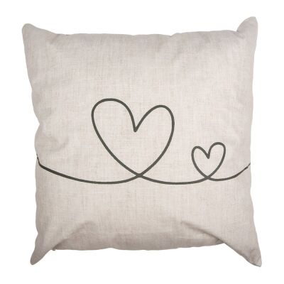 Kissenbezug 45x45 cm Beige Grün Polyester Herzen Dekokissen