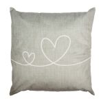 Kissenbezug 45x45 cm Beige Grün Polyester Herzen Dekokissen
