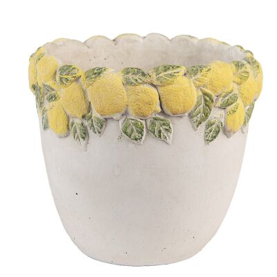 Blumentopf Ø 16x15 cm Weiß Gelb Stein Zitrone