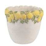 Blumentopf Ø 16x15 cm Weiß Gelb Stein Zitrone