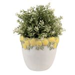 Blumentopf Ø 16x15 cm Weiß Gelb Stein Zitrone