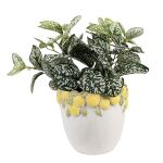 Blumentopf Ø 20x19 cm Weiß Gelb Stein Zitronen