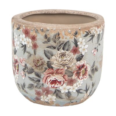 Blumentopf Ø 14x13 cm Grau Keramik Blumen