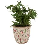 Blumentopf Ø 16x16 cm Beige Rot Keramik Erdbeeren...